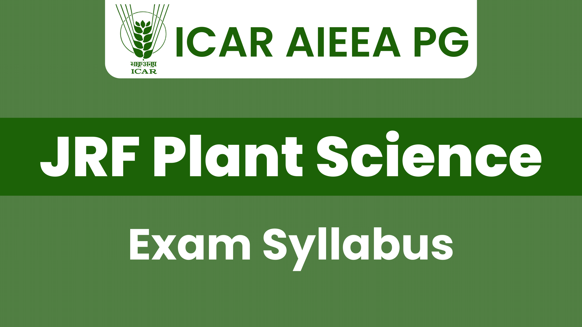 ICAR JRF Plant Science Syllabus 2024 Agri Books