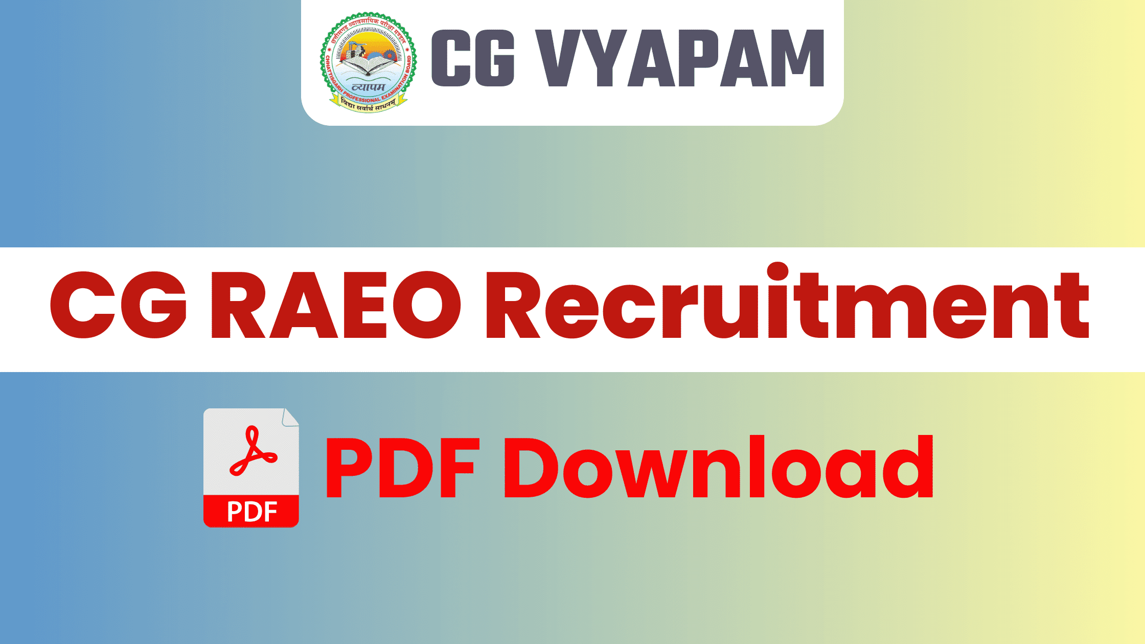 Chhattisgarh Vyapam RAEO Recruitment Syllabus