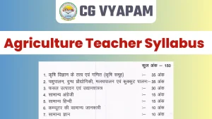 CG Agriculture Teacher Recruitment Syllabus 2024